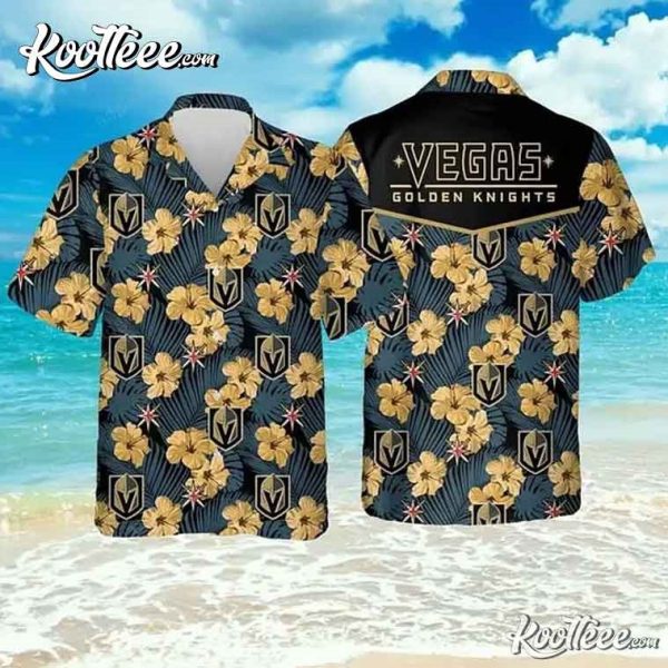 Vegas Golden Knights Tropical Flower Hawaiian Shirt