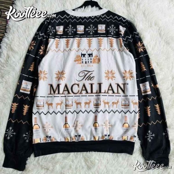 The Macallan Whisky Reindeer Snowflake Ugly Christmas Sweater