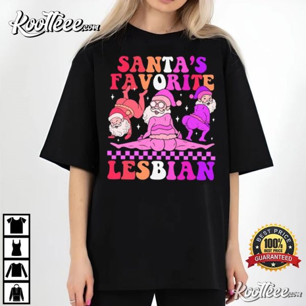 Santa’s Favorite Lesbian Funny Christmas Gift T-Shirt