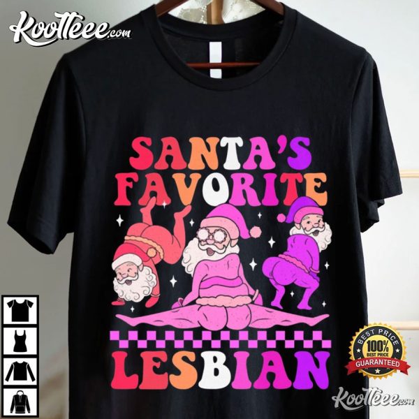 Santa’s Favorite Lesbian Funny Christmas Gift T-Shirt