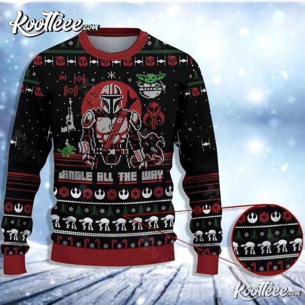 Star Wars Jingle All The Way Mandalorian Yoda Ugly Christmas Sweater