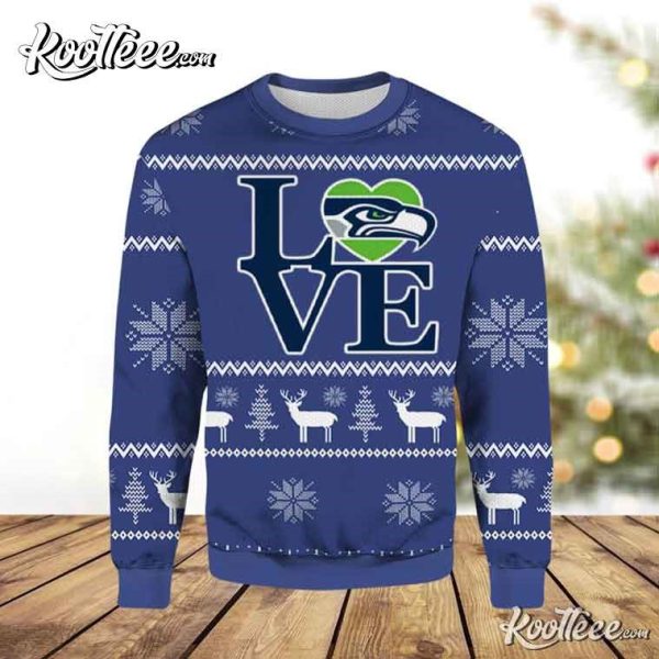 Love Seattle Seahawks Ugly Christmas Sweater