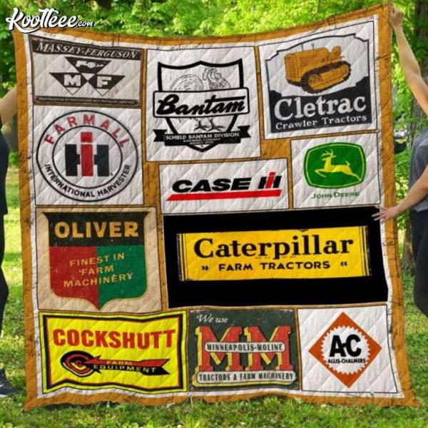 Tractors Farming Equipment Quilt Blanket