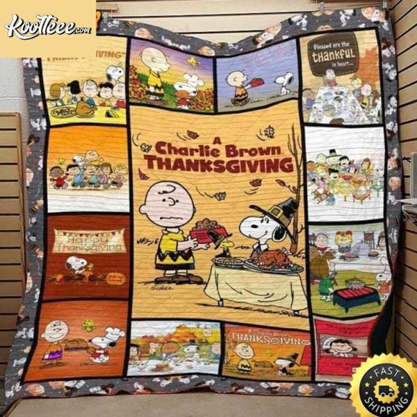 A Charlie Brown Thanksgiving Snoopy Peanuts Quilt Blanket