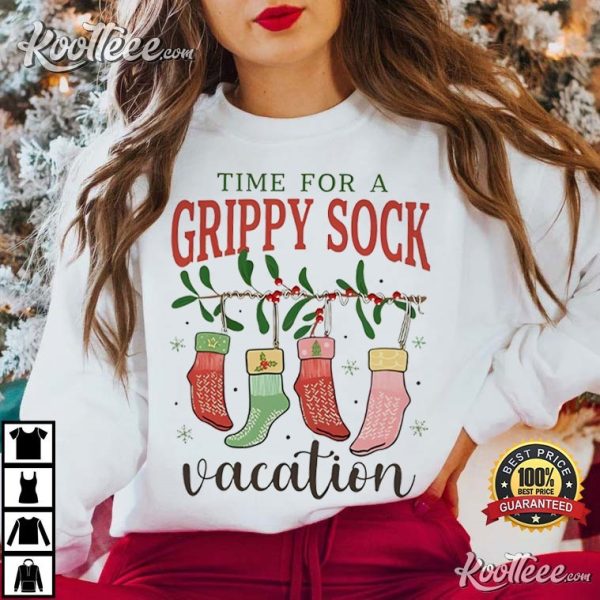 Christmas Grippy Sock Vacation Mental Health T-Shirt