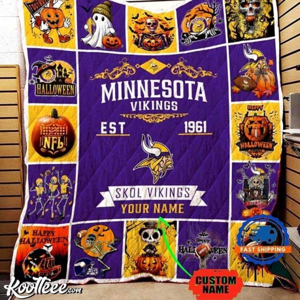 Minnesota Vikings Football Halloween Quilt Blanket