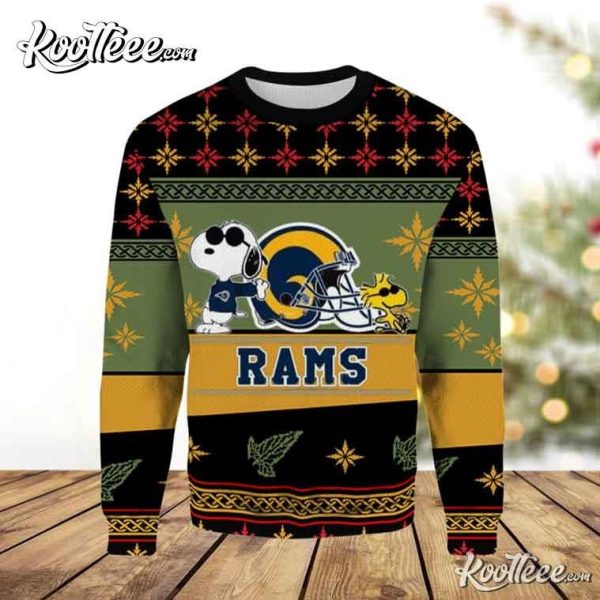 Los Angeles Rams Snoopy And Woodstock Ugly Christmas Sweater