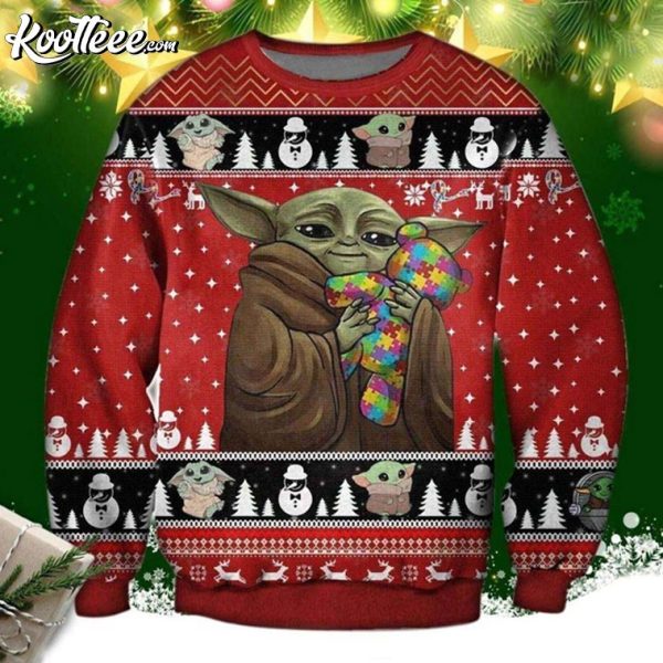 Autism Star Wars Yoda With Puzzles Ugly Christmas Sweater