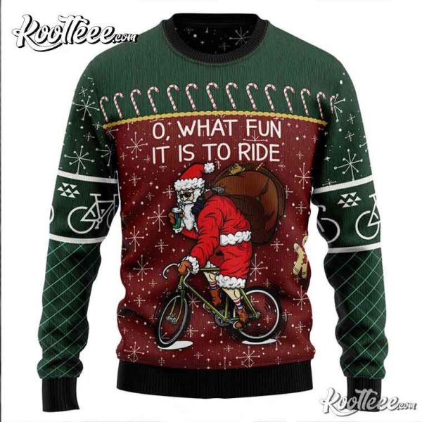 Santa Cycling Ugly Christmas Sweater