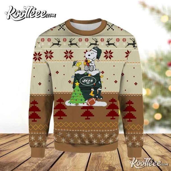 New York Jets Football Snoopy Christmas Ugly Sweater