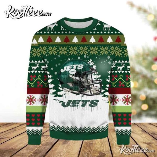 NFL New York Jets Helmet Ugly Christmas Sweater