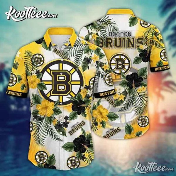 Boston Bruins NHL Tropical Flowers Hawaiian Shirt