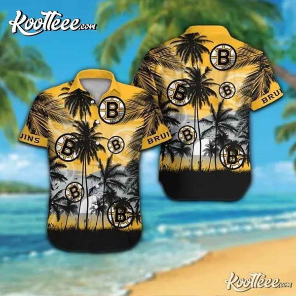 Boston Bruins Button Up Tropical Hawaiian Shirt