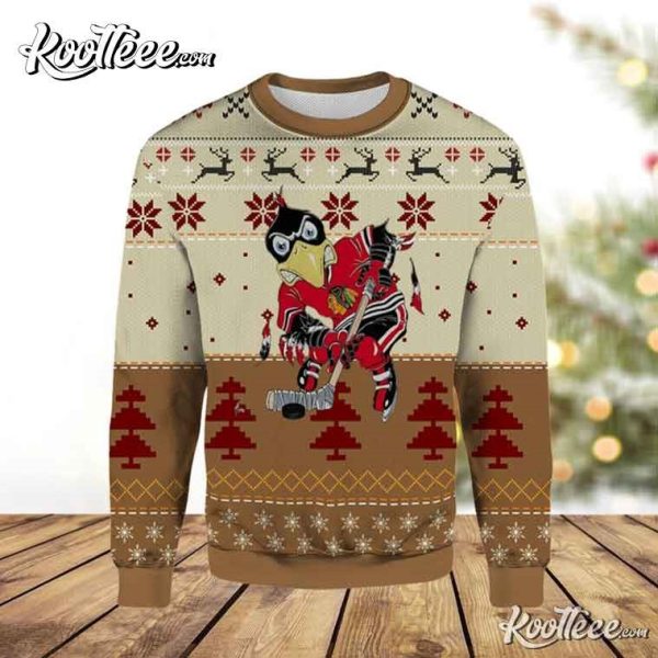 Chicago Blackhawks Mascot Ugly Christmas Sweater