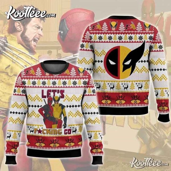 Deadpool Wolverine Let’s Fucking Go Ugly Christmas Sweater