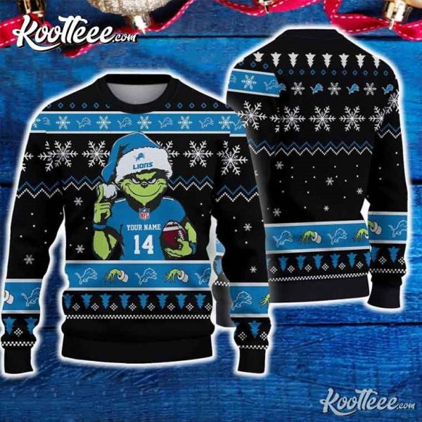 Detroit Lions Grinch Custom Ugly Christmas Sweater