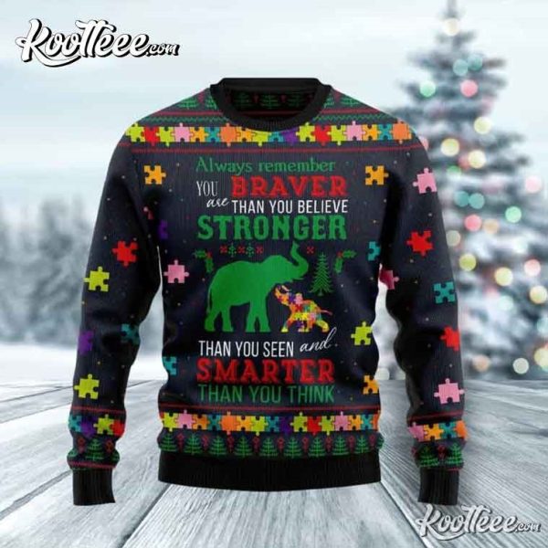 Elephant Autism Awareness Ugly Christmas Sweater