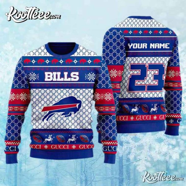 Buffalo Bills Custom Name Ugly Christmas Sweater