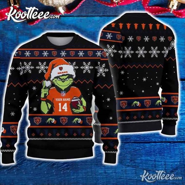 Chicago Bears Grinch Custom Ugly Christmas Sweater