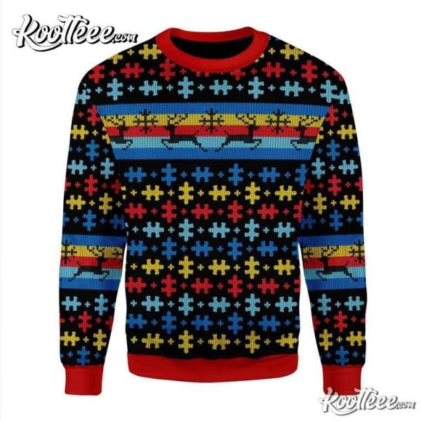 Autism Puzzle Pieces Ugly Christmas Sweater