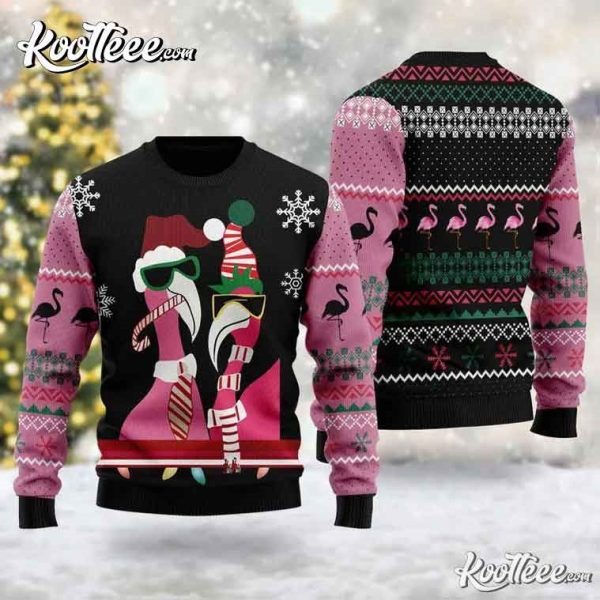 Candy Cane Flamingo Ugly Christmas Sweater