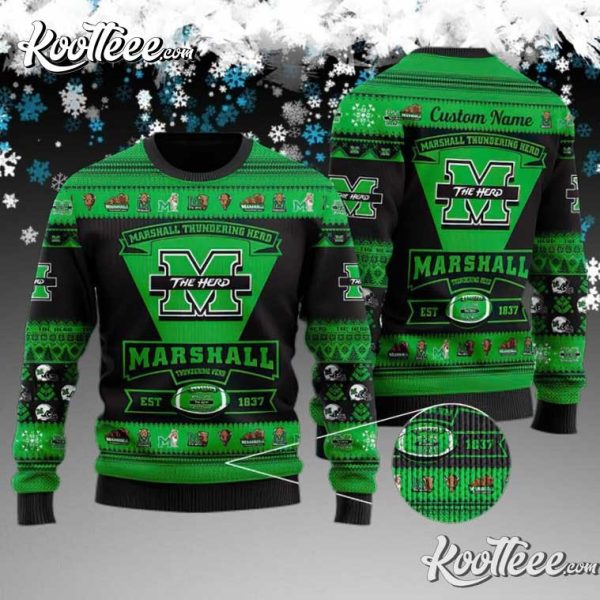 Marshall Thundering Herd Football Custom Ugly Christmas Sweater