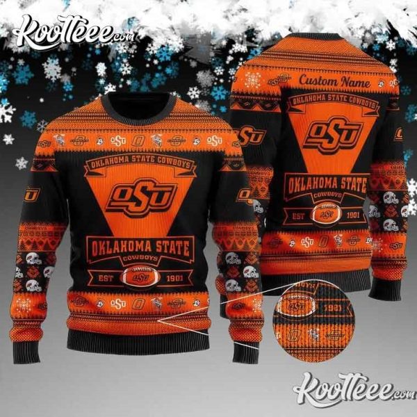 Oklahoma State Cowboys Football Custom Ugly Christmas Sweater