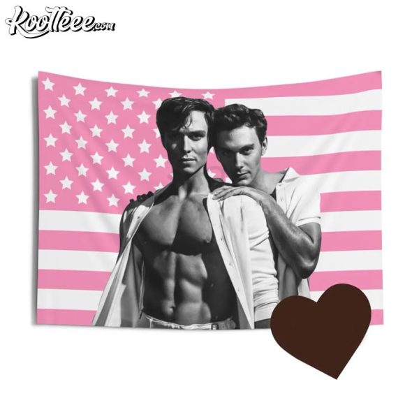 Nicholas Chavez And Cooper Koch Pink American Flag Tapestry