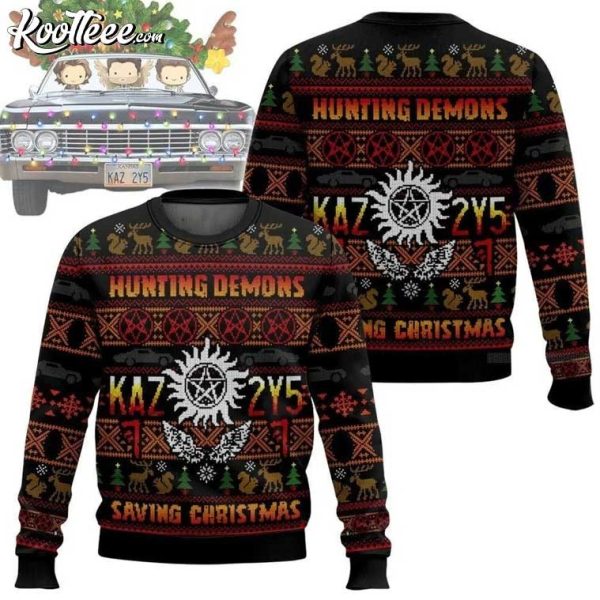 Supernatural KAZ 2Y5 Hunting Demons Saving Christmas Ugly Sweater