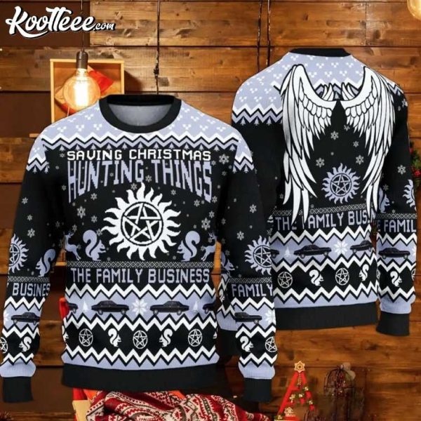 Supernatural Hunting Things The Family Business Christmas Ugly Sweater