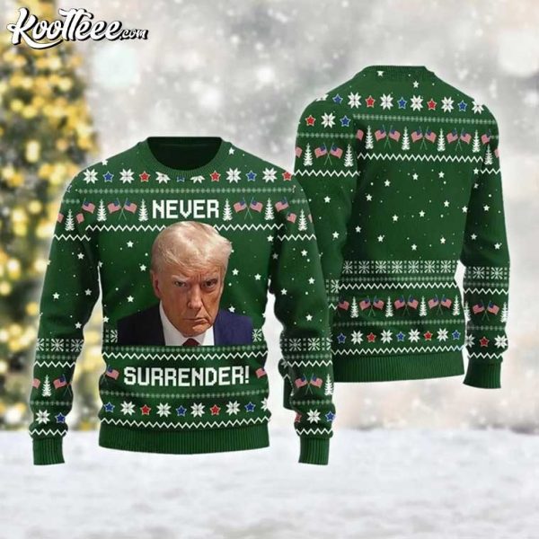 Donald Trump Never Surrender Christmas Ugly Sweater