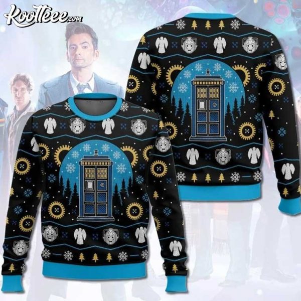 Doctor Who Tardis Police Box Christmas Ugly Sweater