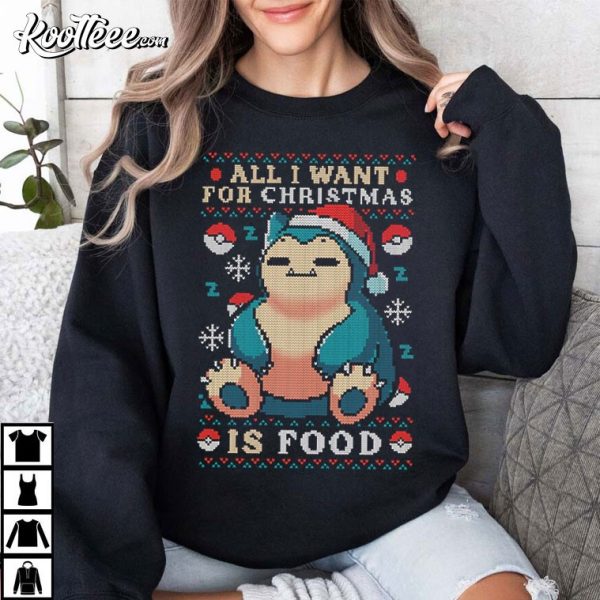 Snorlax All I Want For Christmas Is Food Ugly Christmas T-Shirt