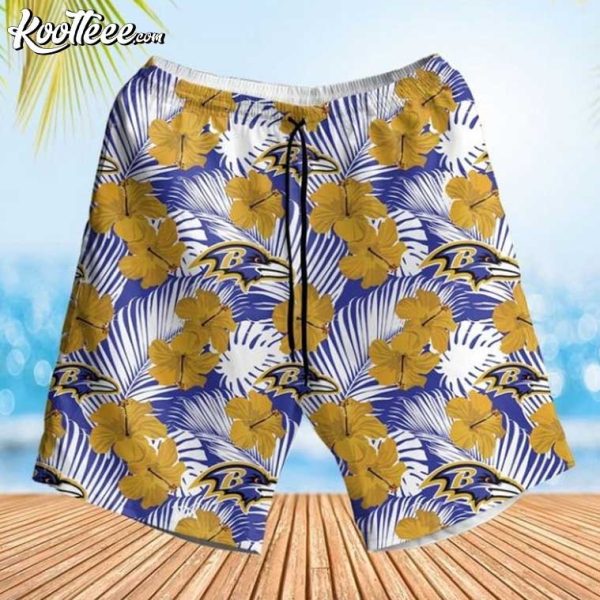 Baltimore Ravens NFL Hibiscus Hawaiian Shirt And Shorts