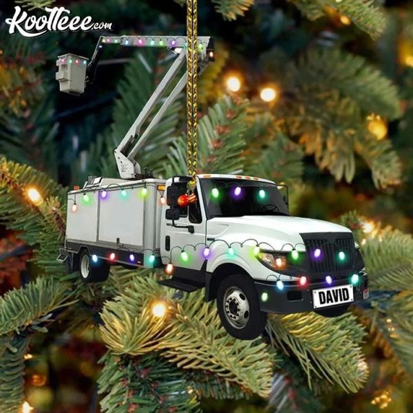 Lineman Bucket Truck Christmas Gift Personalized Ornament