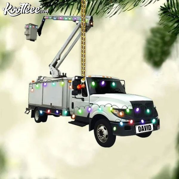 Lineman Bucket Truck Christmas Gift Personalized Ornament