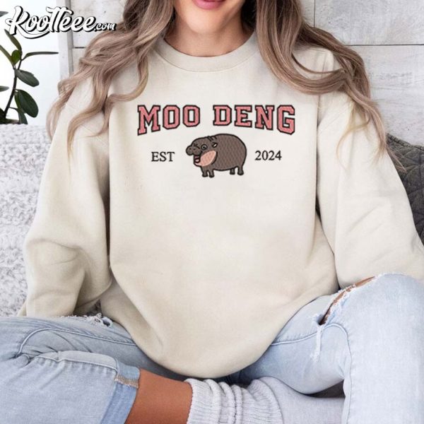 Moo Deng Baby Hippo Embroidered Sweatshirt