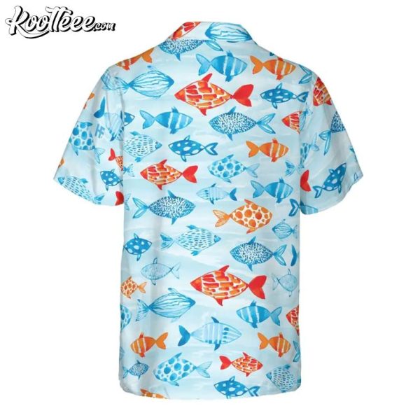 Fish Water Color Pattern Hawaiian Shirt