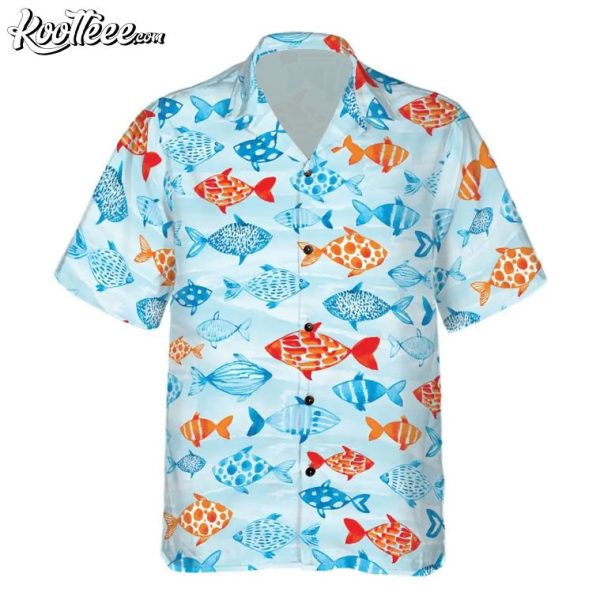 Fish Water Color Pattern Hawaiian Shirt