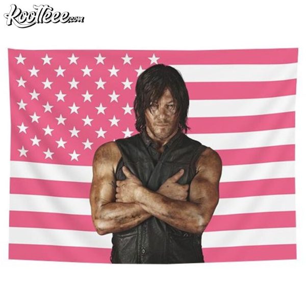 Norman Reedus Daryl Dixon Pink American Flag Tapestry