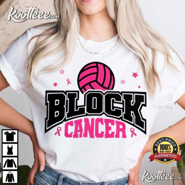 Volleyball Block Cancer Breast Cancer Awareness T-Shirt