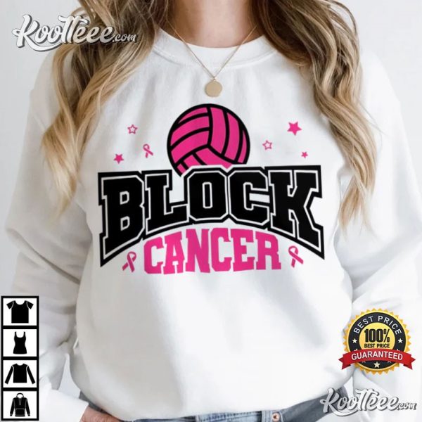 Volleyball Block Cancer Breast Cancer Awareness T-Shirt