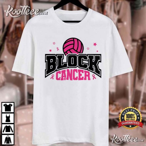 Volleyball Block Cancer Breast Cancer Awareness T-Shirt