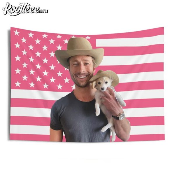 Glen Powell Pink American Flag Wall Tapestry