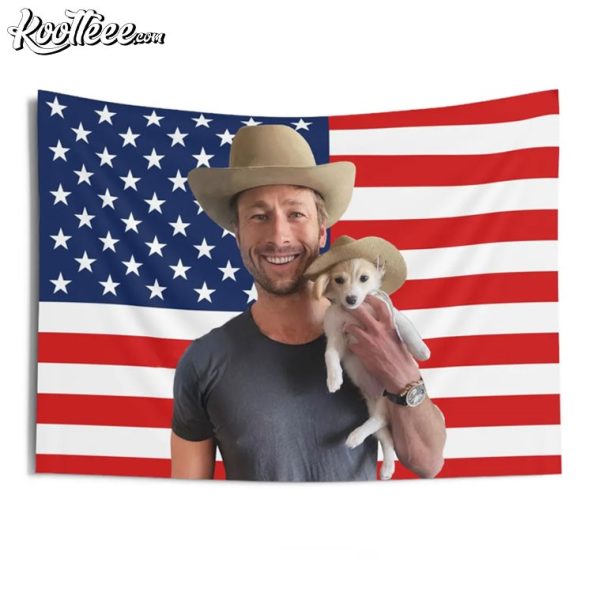 Glen Powell American Flag Wall Tapestry