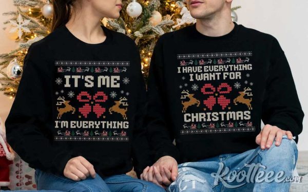 Funny Couples Ugly Christmas Matching Shirts