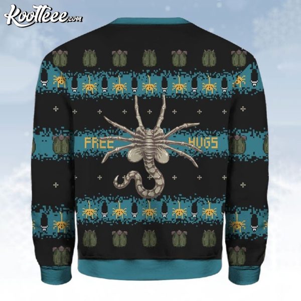 Alien Facehugger Free Hugs Ugly Christmas Sweater