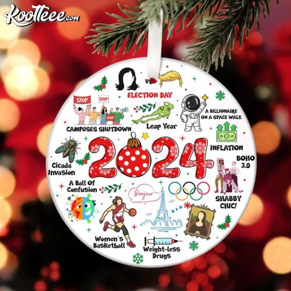 2024 Events Funny Year In Review Christmas Ornament