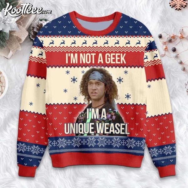 Stoney Brown Encino Man I’m Not A Geek I’m A Unique Weasel Ugly Sweater