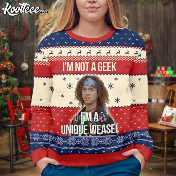 Stoney Brown Encino Man I’m Not A Geek I’m A Unique Weasel Ugly Sweater